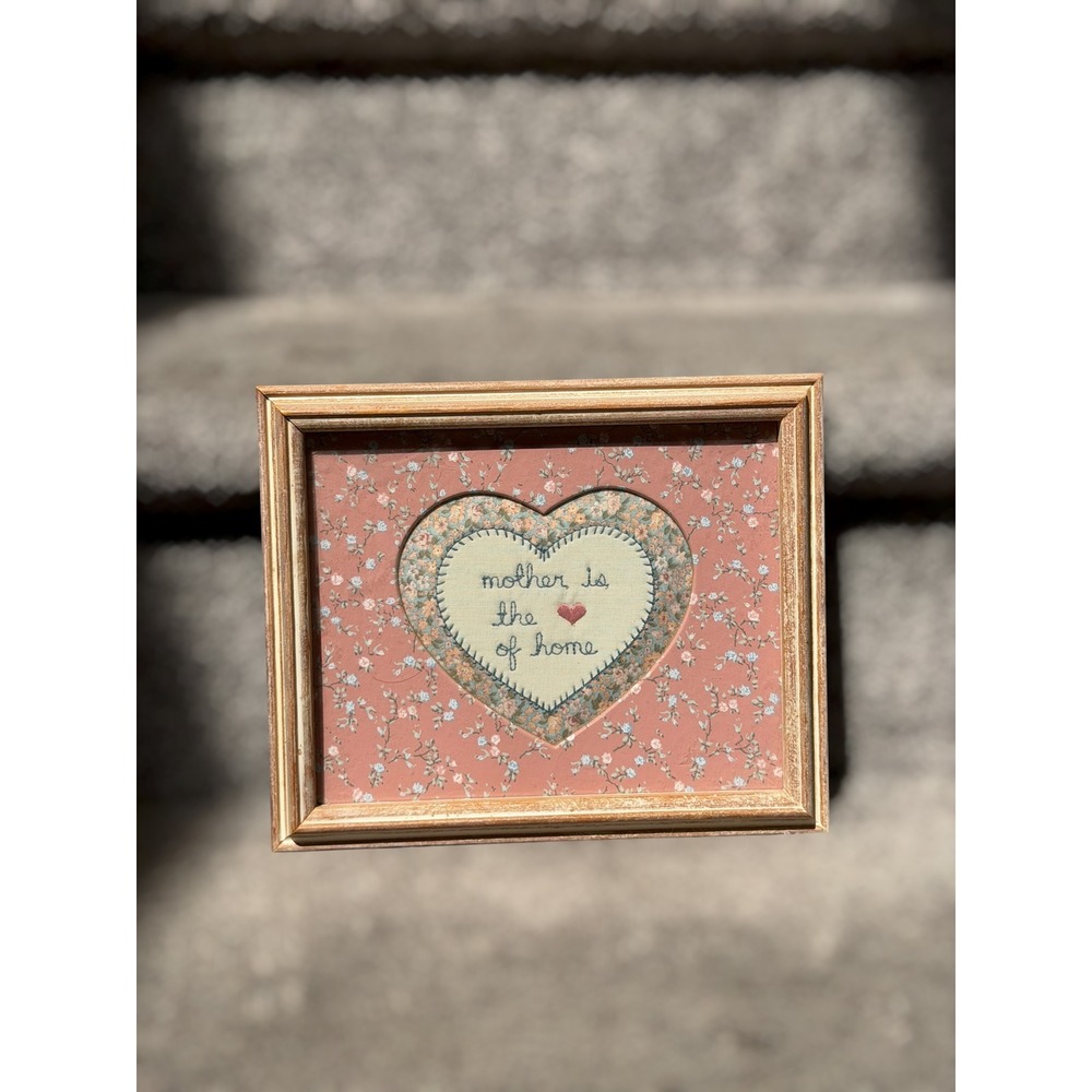 Vintage Cross Stitch Homewarmers by Valorie Framed Cottagecore Wall Decor Floral - Picture 2 of 7